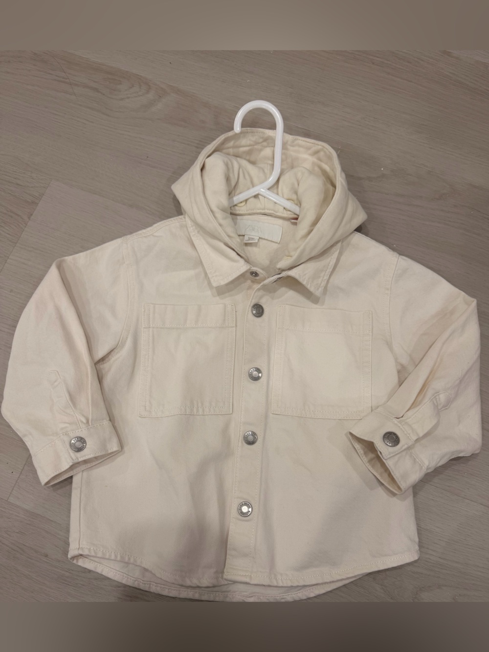 Zara Cream Hooded Jean Jacket for Kids